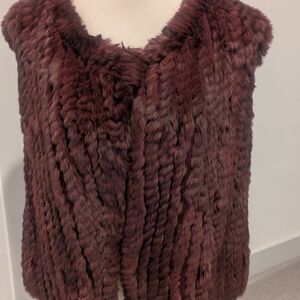 Luxurious Faux Fur Vest in Deep Burgundy